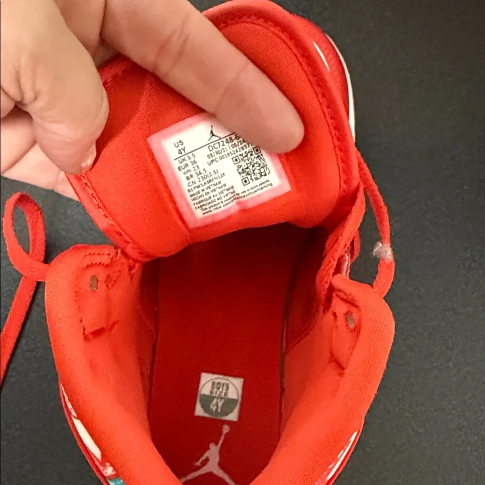 Red and White Air Jordan Sneakers 1 - Picture 6 of 7